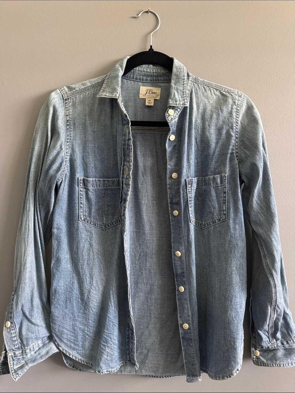 J. Crew Faded Light Blue Denim Button-Down Shirt